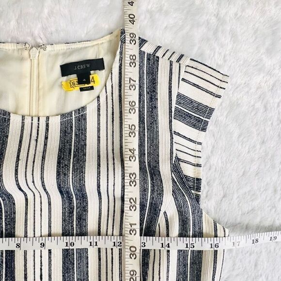 J.Crew Womens Cream Blue Patch Pocket Striped Tweed Sheath Midi Dress Size 4 - Picture 6 of 9